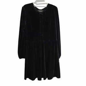 SSYS the Label Dress Black Velvet Long Sleeve Sz L Vamp Goth Boho LBD